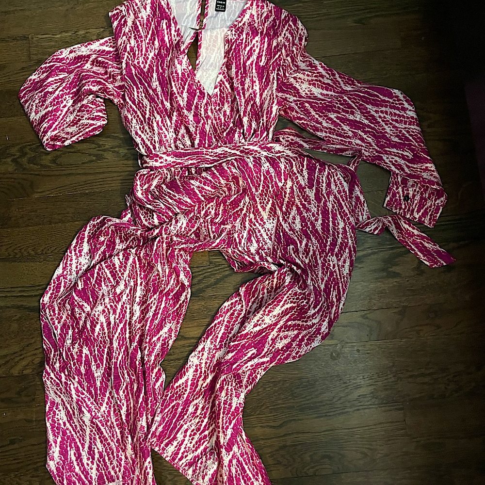 Shein pink print jumpsuit